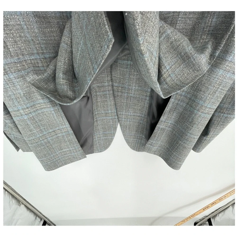 Lauren Ralph Lauren Mens Blazer 40R Sport Coat Gray Blue Plaid Check Double Vent